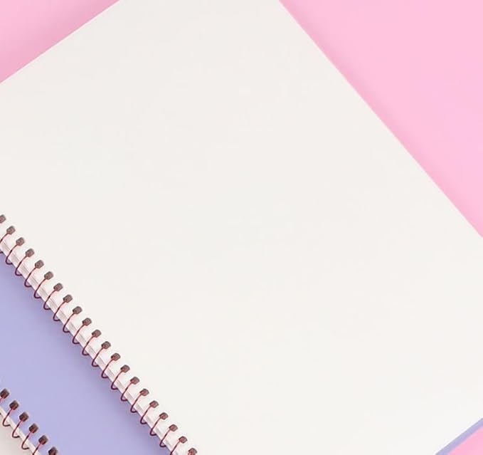 Cute Unruled Blank Spiral Notebook, About 60 Sheets, 7.3 x 10.3 Inches, Colors May Vary(Pink or Purple)