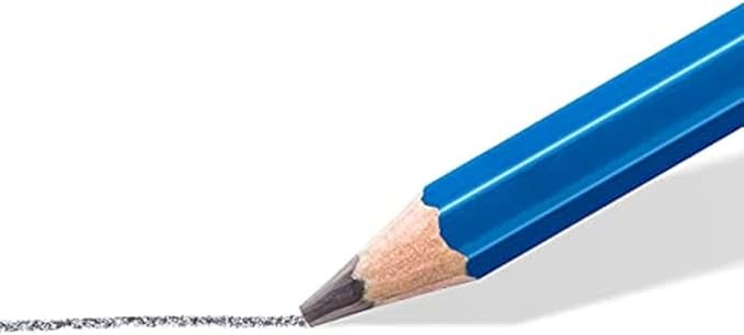 STAEDTLER Mars Lumograph Art Drawing Pencils, 12 Pack Graphite Pencils in Metal Case, Break-Resistant Bonded Lead, 100 G12,Silver/Blue
