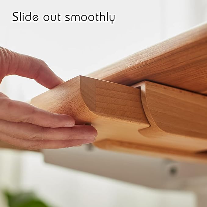 Under Desk Drawer Wood, Self-Adhesive Hidden Drawer Organizer Slide Out, Easy Installation Handmade Under Table Storage, Attachable Pencil Phone Holder For Office Home (Bamboo Small)