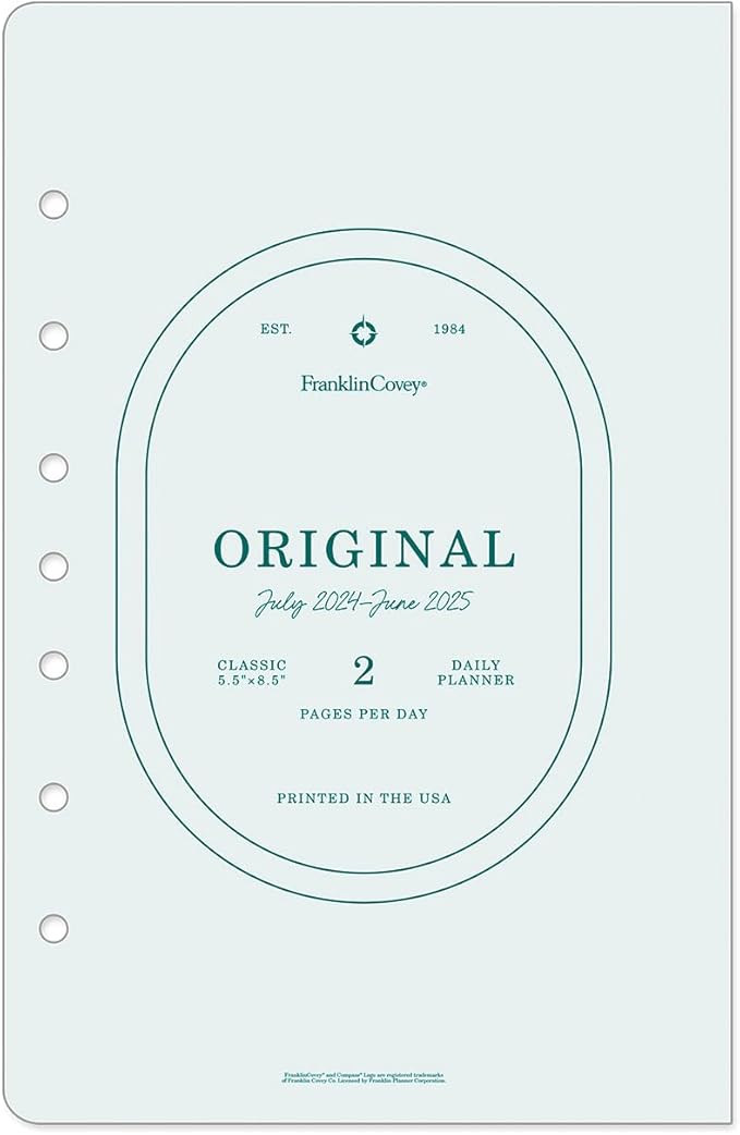 FranklinCovey - Original Two Page Per Day Ring-Bound Planner (Classic, Jul 2024 - Jun 2025)