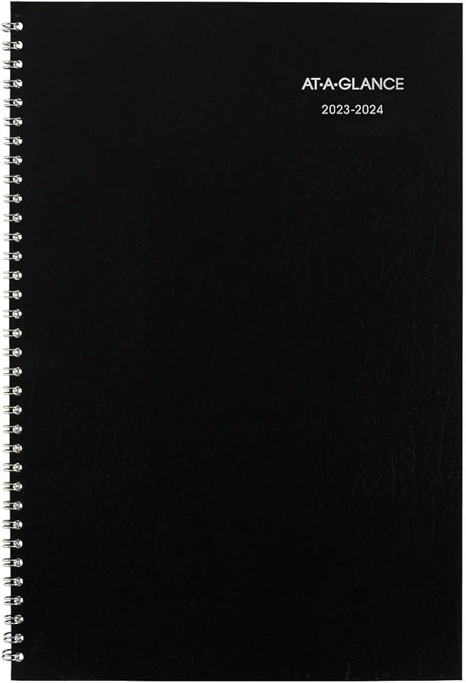 AT-A-GLANCE 2023-2024 Academic Planner, Monthly, 8" x 12", Large, Flexible Cover, DayMinder, Black (AY200)
