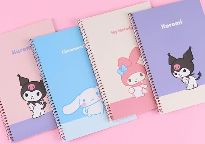 Cute Unruled Blank Spiral Notebook, About 60 Sheets, 7.3 x 10.3 Inches, Colors May Vary(Pink or Purple)