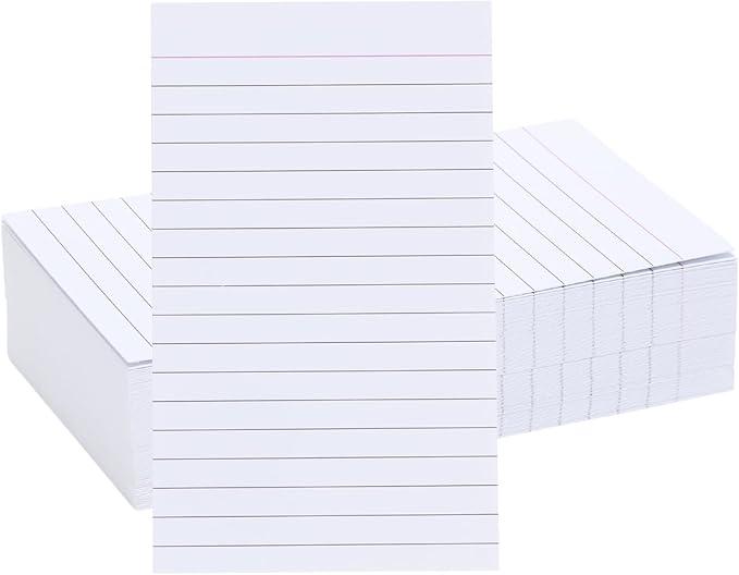 Vertical Ruled Index Cards 3 X 5 Flash Card Double Sided Lined Notecards Heavy Weight Ruled Checklist Thick Recipe Cards for Studying, School, Home and Office(White,100Count)