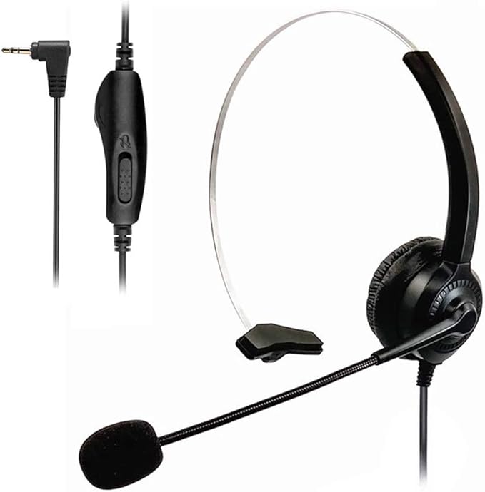 Cosyplus 2.5mm Telephone Headset Monaural with Noise Cancelling Microphone for DECT AT&T ML17929 Vtech Panasonic KX-T7630 Polycom Clarity XLC3.4 Office IP and Cordless Dect Phones(T10)