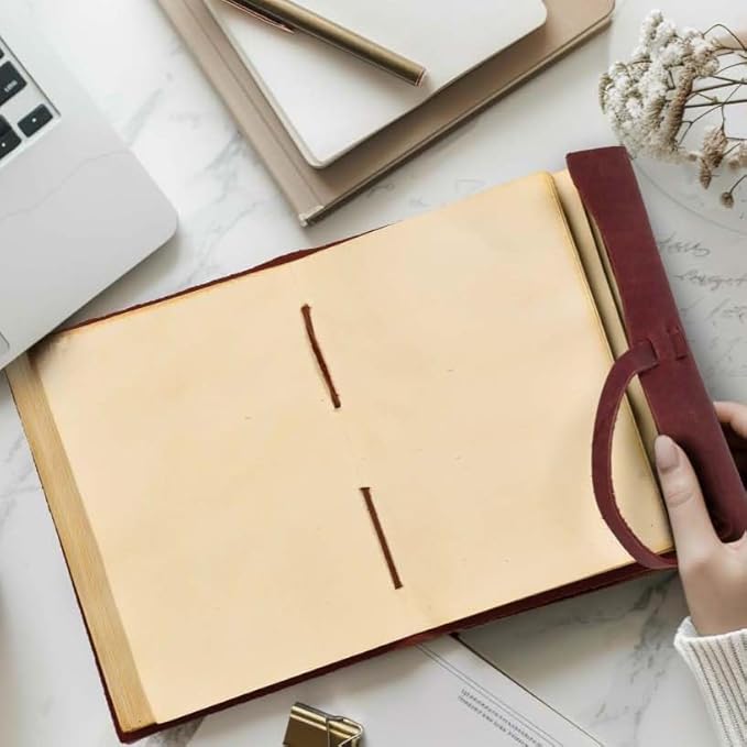 LEATHER VILLAGE Leather Bound Journal - Fuchsia, 13"X8", 220 Pages - Vintage Blank Paper Diary for Writing, Drawing, Sketchbook, and Travel Notebook - Ideal for Women and Men