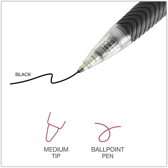 Universal UNV15530 1 mm Comfort Grip Retractable Ballpoint Pens - Medium, Black (1 Dozen)