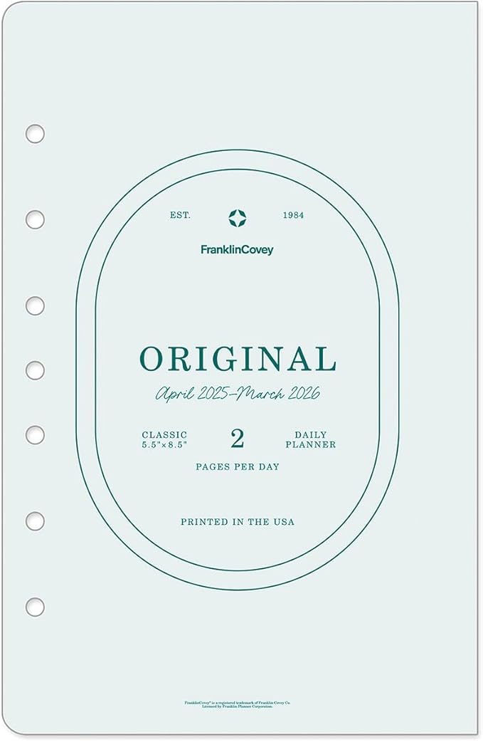 FranklinCovey - Original Two Page Per Day Ring-Bound Planner (Classic, Apr 2025 - Mar 2026)
