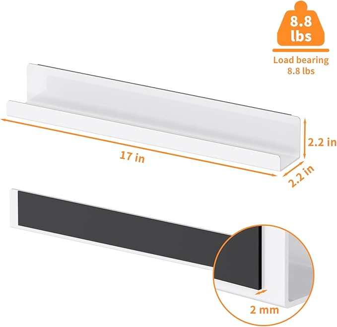 Carmanon Magnetic Book Shelf for Whiteboard, Reusable Acrylic Book Display Shelf with Strong Adsorption Capacity, Magnetic Book Holder for Classroom Refrigerator Office Teacher Kids, White