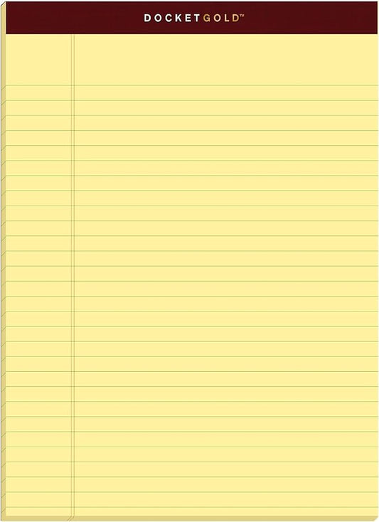 TOPS Docket Gold Writing Pads, 8-1/2" x 11-3/4", Legal Rule, Canary Paper, 50 Sheets, 6 Pack (99707), Original Version