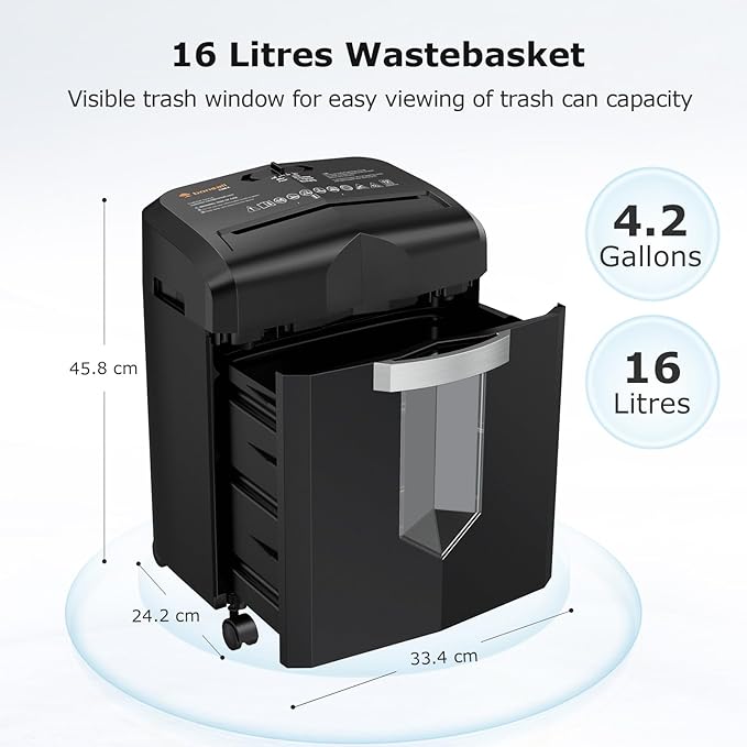 Bonsaii Paper Shredder, 12 Sheet Cross Cut Shredders for Home Office Heavy Duty, 20-Minutes Running Time with 4.2 Gal Pullout Bin for Credit Card Jam-Proof Shredding Machine (C266-A New)