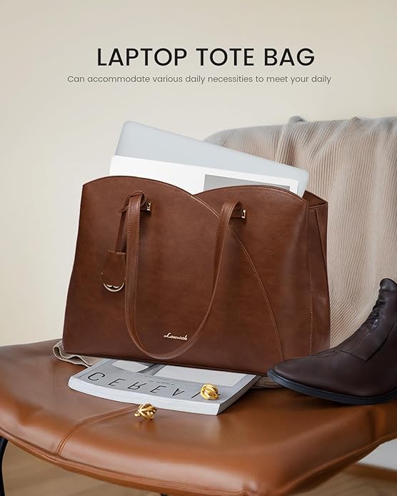 LOVEVOOK Laptop Tote Bag for Women, Work Bags Teacher Tote Bag, Leather Computer Bag Purses Handbag Professional Briefcase