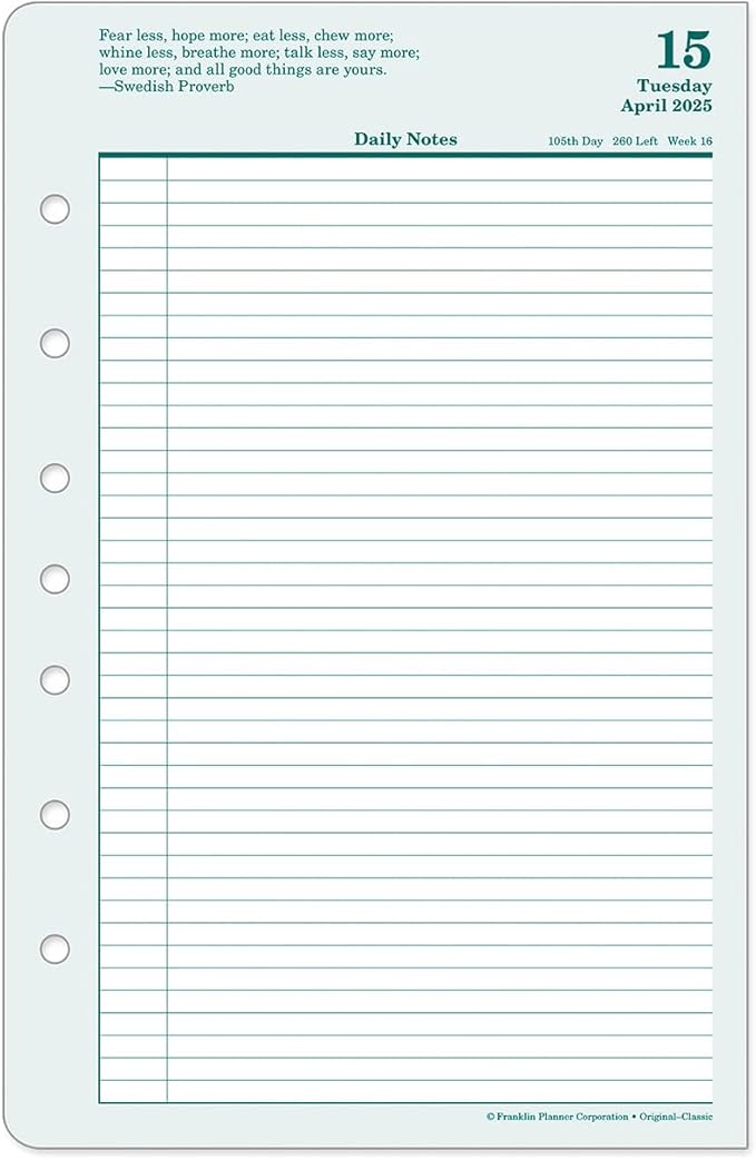 FranklinCovey - Original Two Page Per Day Ring-Bound Planner (Classic, Apr 2025 - Mar 2026)