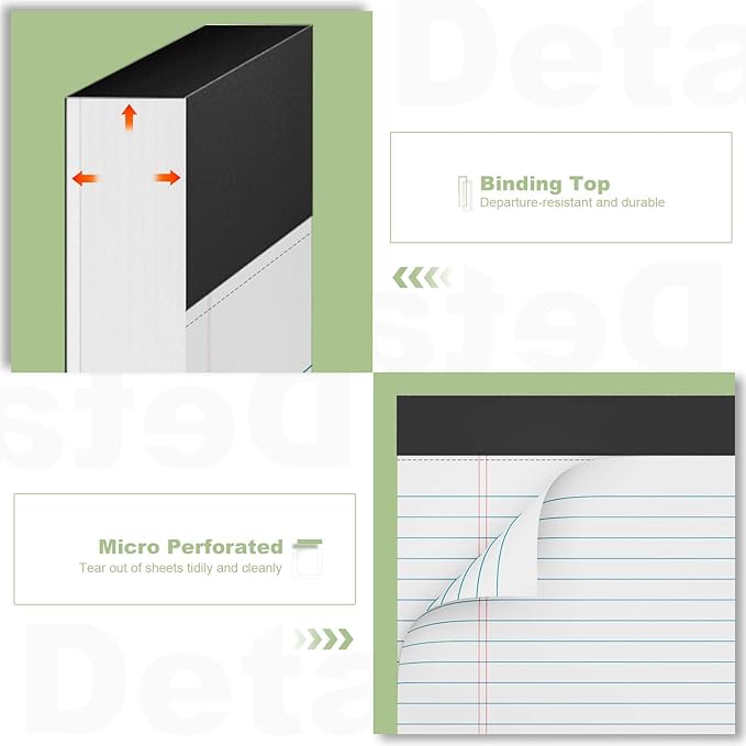 Legal Pads 8.5 x 11 inch Notepad, 2 Pack White Note Pads 8.5'' x 11'' for Work, Double-Side Printed Lined Paper Pads College Ruled White Notepads 30 Sheets Per Writing Pad for School, Home, Office