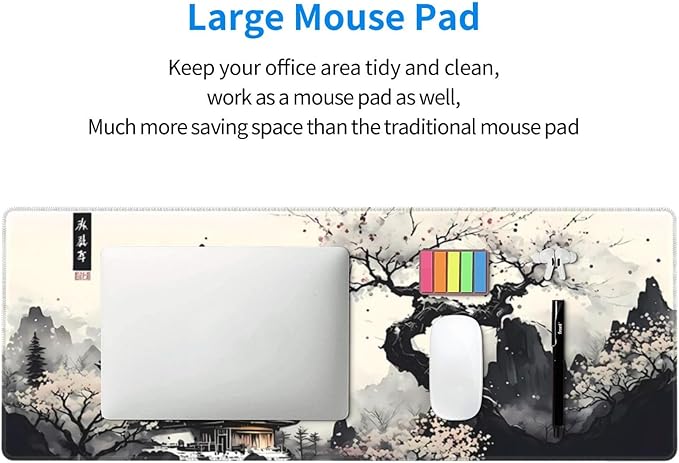 Japanese Mouse Pad, Large Japanese Desk Mat, XL Anime Gaming Keyboard Mat, Non-Slip Rubber Base, Big Extended Desk Protector for Home Office, 31.5âx11.8â