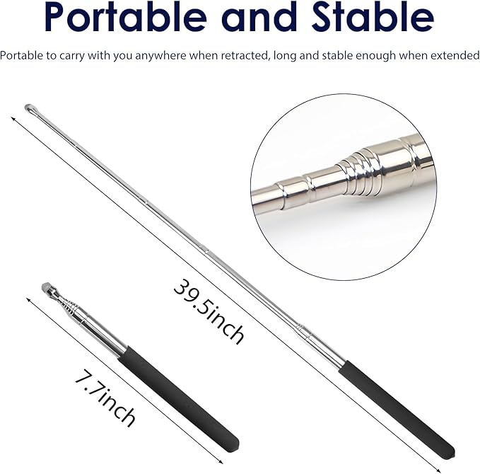 2 Pack Retractable Teacher Pointer ππ.π'', Pointer Stick with π¦πππΉππ Smooth Sensitive Tablet Pen Stylus Pen, Teacher Coach Presenter Pointer