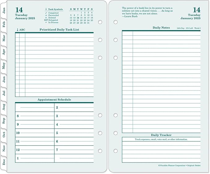 FranklinCovey - Original Two Page Per Day Ring-Bound Planner (Pocket, Jan 2025 - Dec 2025)