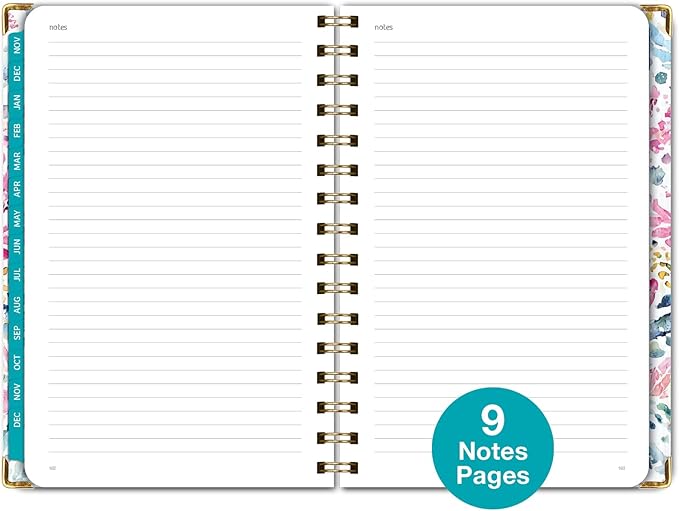 HARDCOVER 2025 Planner, 5.5"x8": 14 Months (November 2024 - December 2025), Daily Weekly Monthly Planner, Yearly Agenda, Bookmark, Pocket Folder and Sticky Note Set (Boho Ikat)