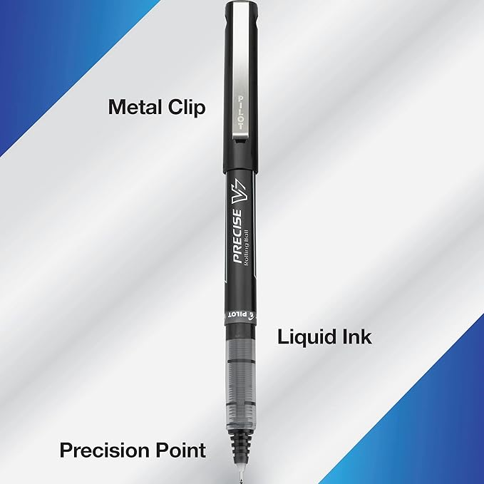 Pilot, Precise V7, Capped Liquid Ink Rolling Ball Pens, Fine Point 0.7 mm, Limited Edition Assorted Colors, Pack of 9