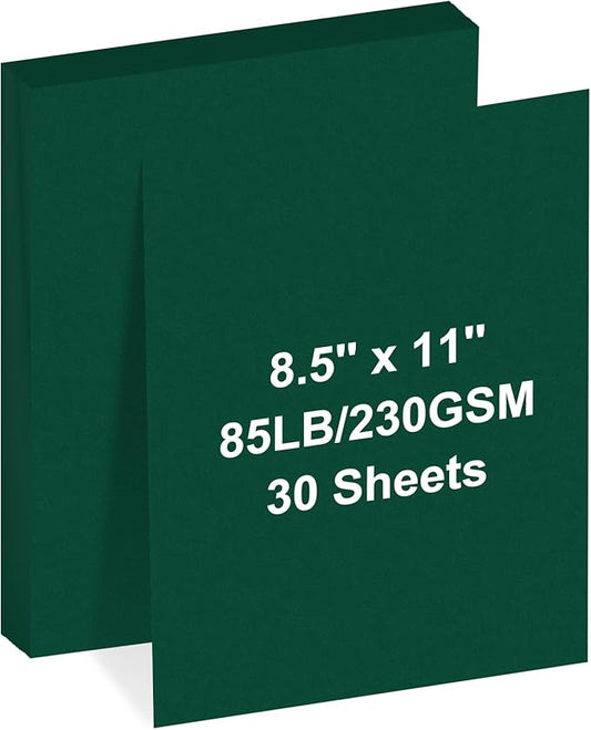 Cardstock 8.5" x 11 ",30 Sheets Cardstock Paper 85 lb/230 gsm,Green Card Stock for Printer,Drawing,Gift tags,Invitations, Cards etc (Christmas green, 30 Sheets)