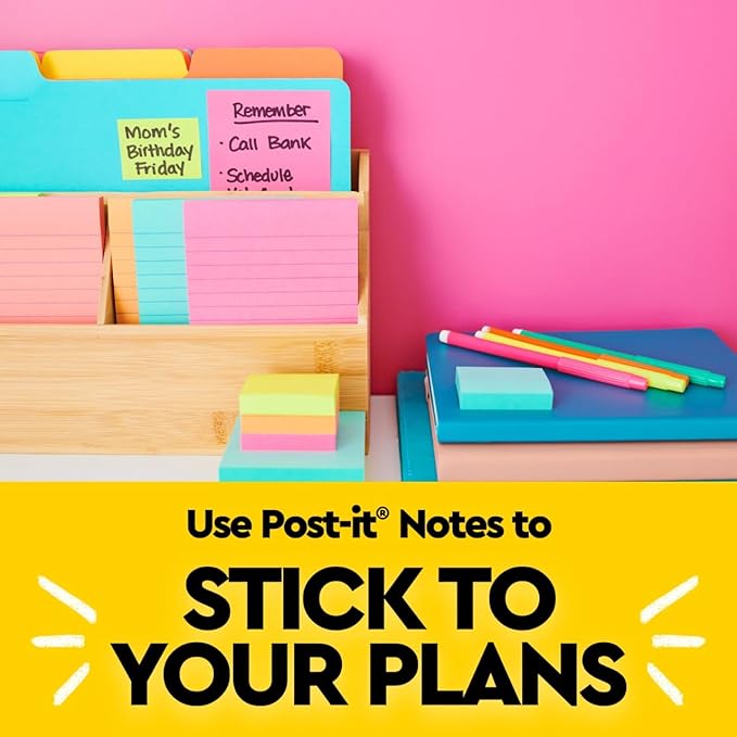 Post-it Mini Notes, 1 3/8 in. x 1 7/8 in., 4 Sticky Notes Pads, 50 Sheets per Pad, Poptimistic Collection, School Supplies and Office Products, The Original Post-it Note