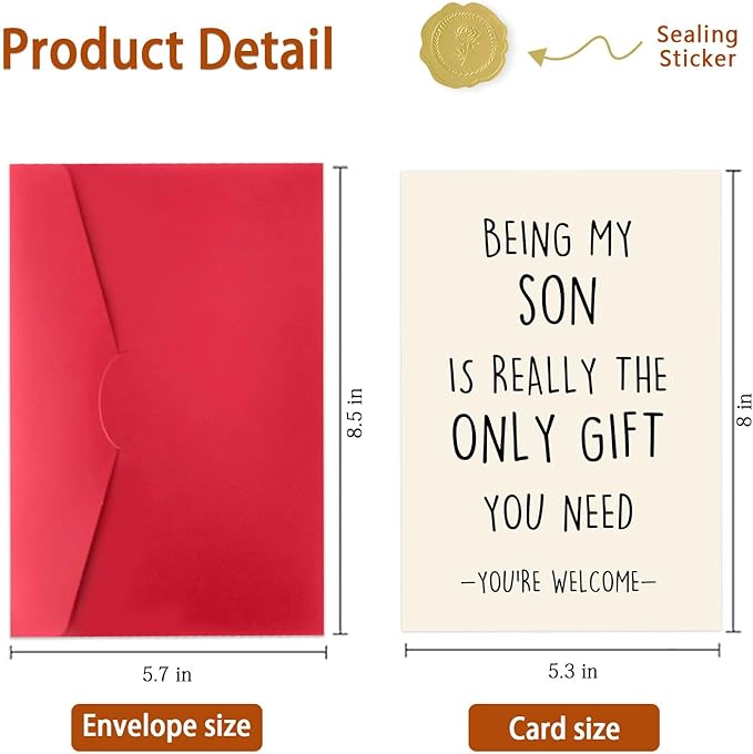 Funny Birthday Card for Son, Son Birthday Card, To My Son,Birthday Gifts for Son from Dad Mom, Happy Birthday Son Card, Gifts for Adult Son Gift Ideas, Birthday Card Son Adult