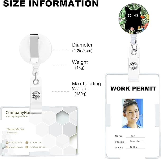 Badge Reels Holder Retractable with ID Clip for Nurse Name Tag Card Nursing for Doctor Teacher Student Employee Office Medical Work 2