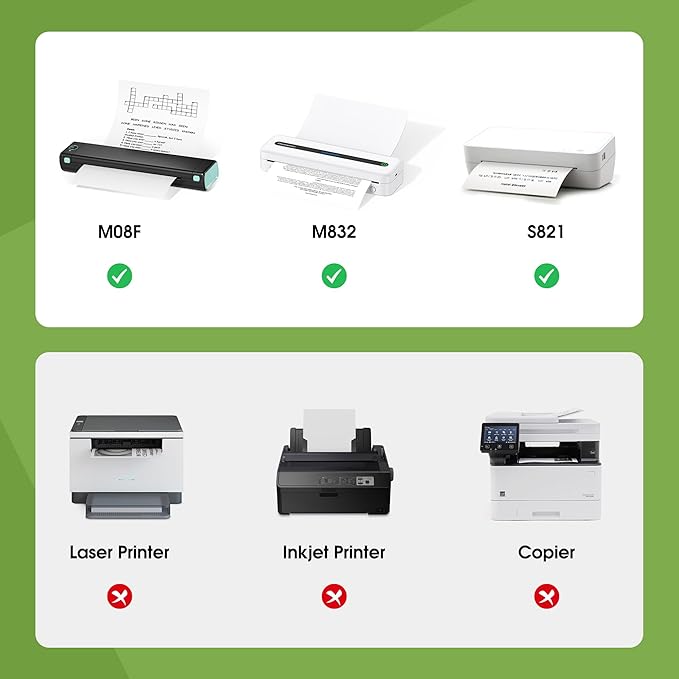 Thermal Paper, 8.27 x 11.69 Size, Thermal paper for portable printer Compatible with Hprt、Phomemo、Itari M08F MT800 Brother Pocket PJ763MFi Letter Thermal Printer Paper 200 sheet