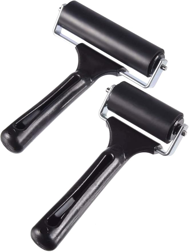 2Pcs Rubber Brayer Roller for Printmaking, Great for Gluing Application Also. (4inch+2.2 inch)