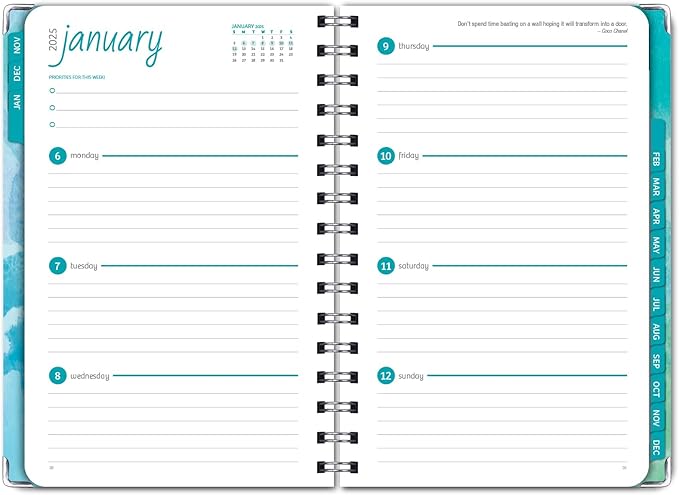 HARDCOVER 2025 Planner, 5.5"x8": 14 Months (November 2024 - December 2025), Daily Weekly Monthly Planner, Yearly Agenda, Bookmark, Pocket Folder and Sticky Note Set (Dragonflies)