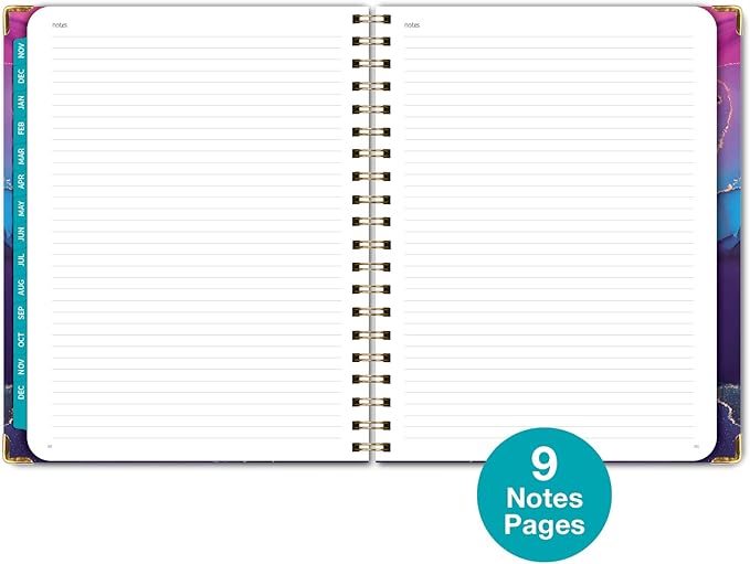 HARDCOVER 2025 Planner, 8.5"x11": 14 Months (November 2024 - December 2025), Daily Weekly Monthly Planner, Yearly Agenda, Bookmark, Pocket Folder and Sticky Note Set (Pink Purple Marble)