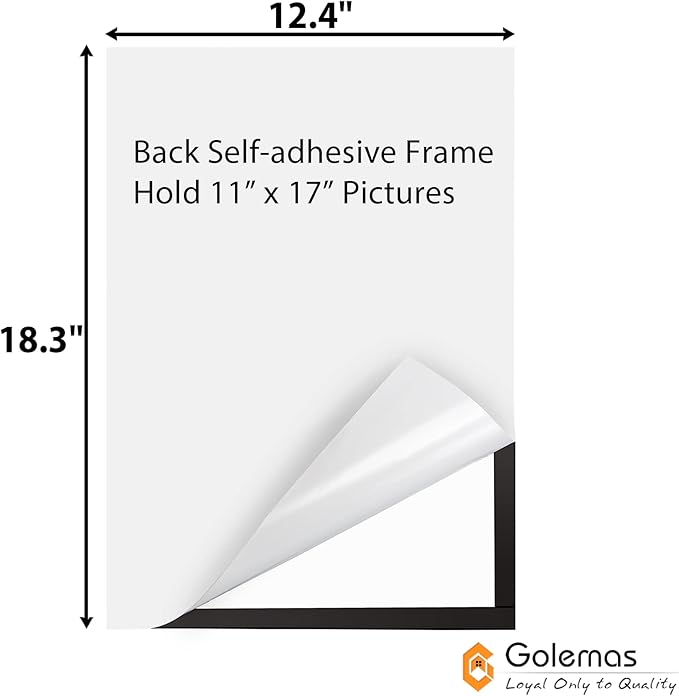 Magnetic Sign Holder, 11 x 17 Wall Mount Self Adhesive Document Display Frames, Double Sided Display for Glass Window (Black, 5pack)
