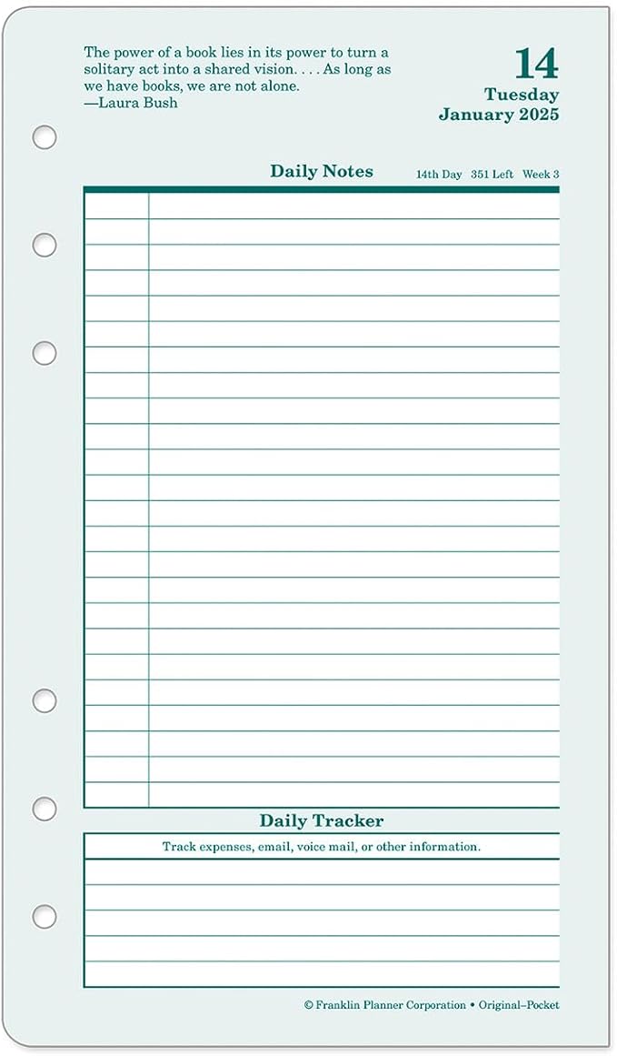 FranklinCovey - Original Two Page Per Day Ring-Bound Planner (Pocket, Jan 2025 - Dec 2025)
