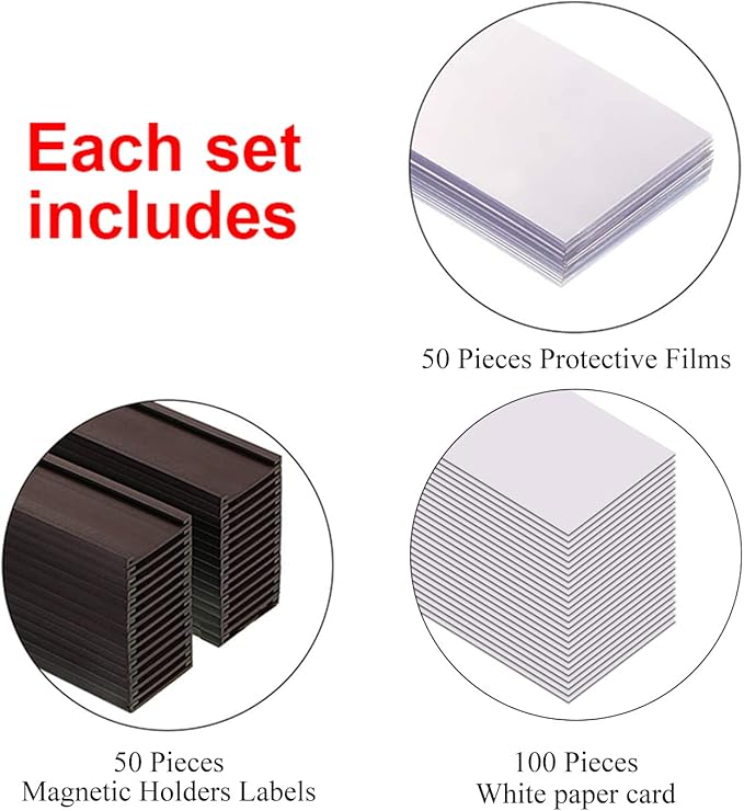 C Channel Magentic Label Holders 1.2x4 Inch,Magnetic Labels for File Cabinets,Pack of 50
