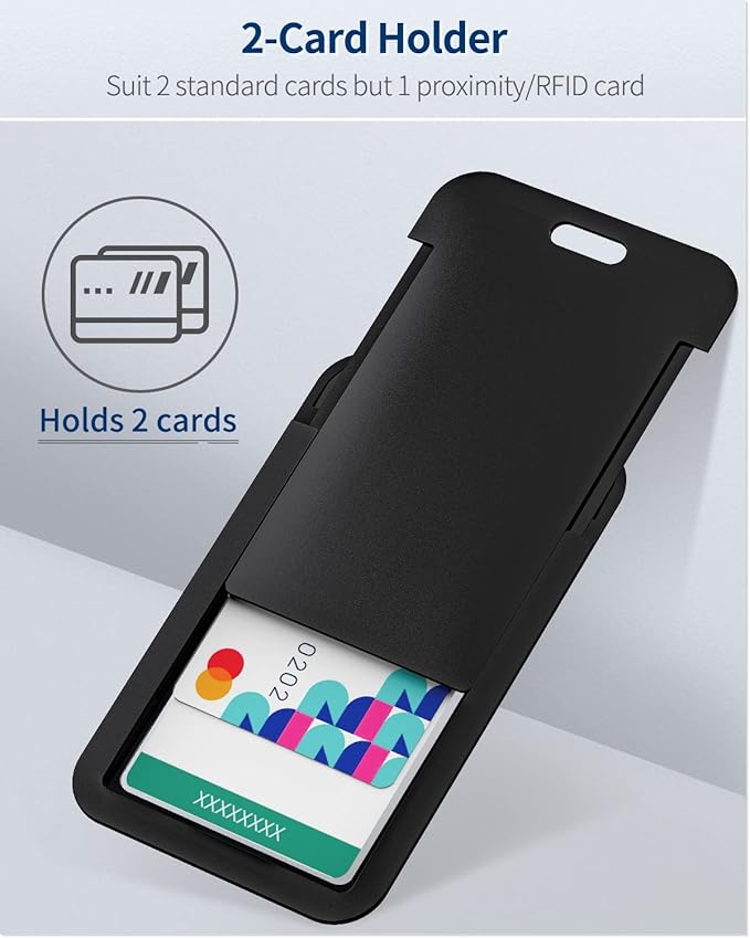 Uniclife 20 Pack Sliding ID Badge Holder Hard Black Vertical Plastic Card Case Protector Pouch with Clear Window for Office School ID Credit Cards Proximity Key Cards Driver’s Licenses and Passes
