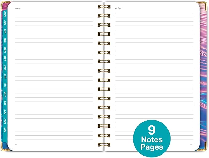 HARDCOVER 2025 Planner, 5.5"x8": 14 Months (November 2024 - December 2025), Daily Weekly Monthly Planner, Yearly Agenda, Bookmark, Pocket Folder and Sticky Note Set (Summer Bliss)