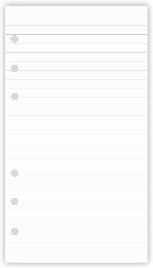 A6 Lined Paper for Filofax Personal Binder Planner, White 100gsm Ruled Pages, 6 Hole Punched, 100 Sheets/200 Pages, 3.75 x 6.75 Inch