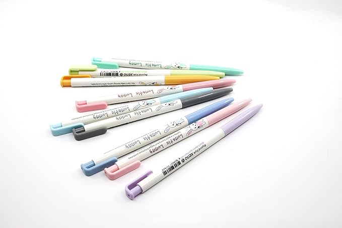 ZEESOON Xeno Lunatic Lunny 0.38mm Slim Ball Point Pen Dozen Box 12 Pcs, Made in Korea (Pink 12pcs)