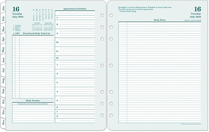 FranklinCovey - Original Two Page Per Day Ring-Bound Planner (Monarch, Jul 2024 - Jun 2025)