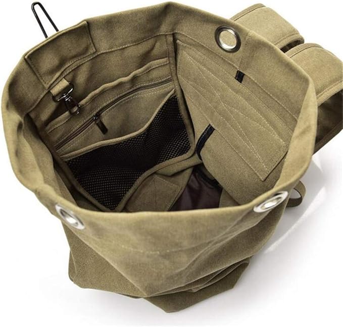 Military Duffel Bag Top Load Double Strap Canvas Backpack Army Travel