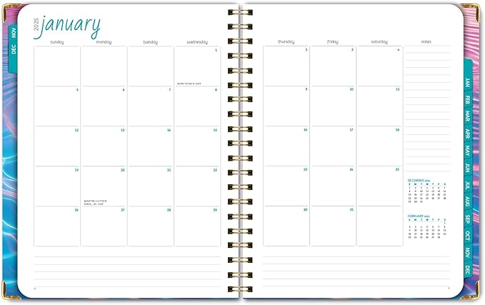 HARDCOVER 2025 Planner, 8.5"x11": 14 Months (November 2024 - December 2025), Daily Weekly Monthly Planner, Yearly Agenda, Bookmark, Pocket Folder and Sticky Note Set (Summer Bliss)