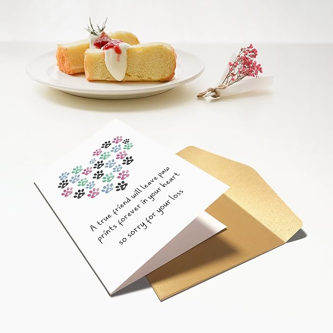 Chenive Pet Loss Sympathy Card - For Dog or Cat Owner, Men or Women, Bereavement Card