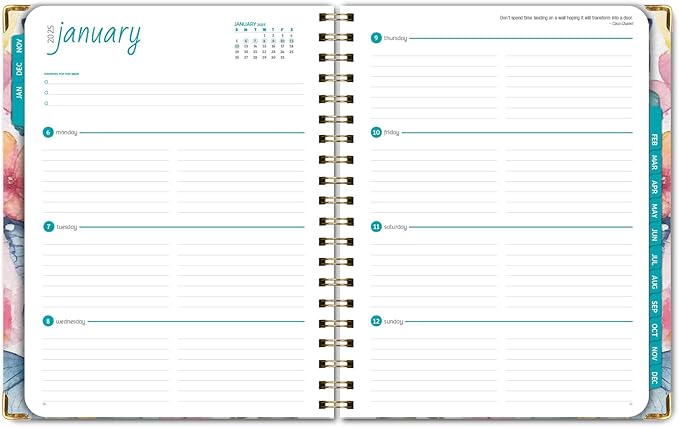 HARDCOVER 2025 Planner, 8.5"x11": 14 Months (November 2024 - December 2025), Daily Weekly Monthly Planner, Yearly Agenda, Bookmark, Pocket Folder and Sticky Note Set (Watercolor Butterflies)