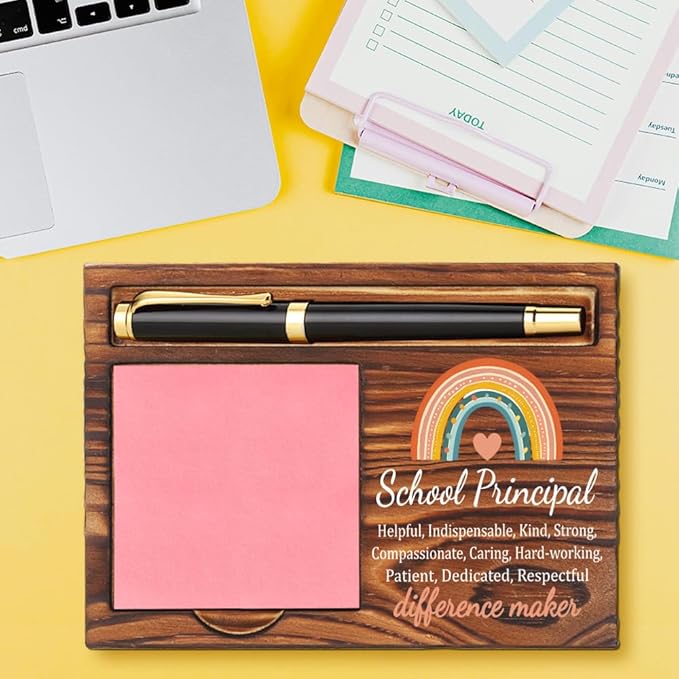 School Principal Sticky Note Holder, Thank You School Principal Gifts, School Principal Appreciation Gifts, School Principal Office Decor Self-Stick Note Pad Holders YB369