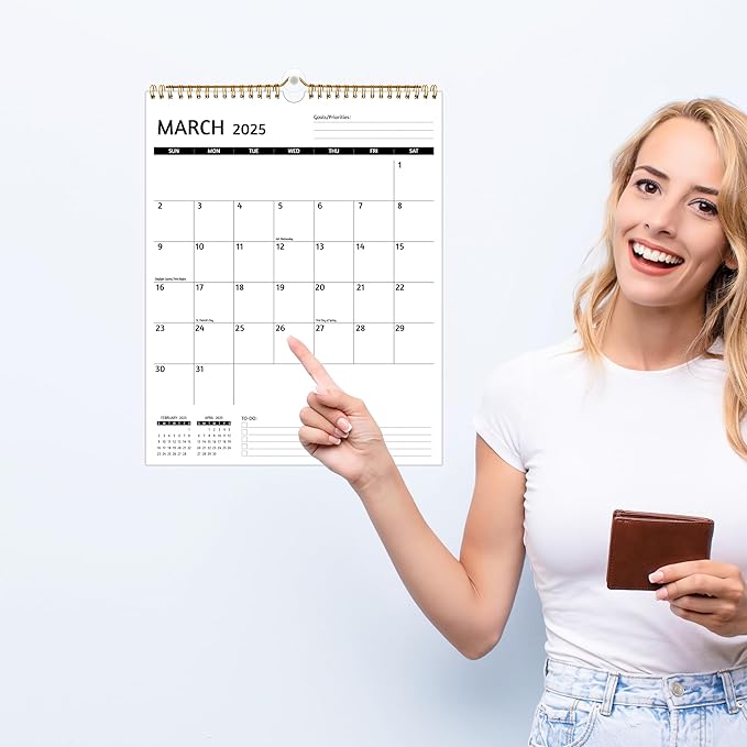 Wall Calendar 2025 – Calendar 2025 Wall, 12 Monthly Calendar, Jan 2024 - Dec 2025, 11.5 x 14.5 In, 2025 Calendar with Large Blocks, Thick Paper, Holidays, To-do & Notes, Great for Organizing