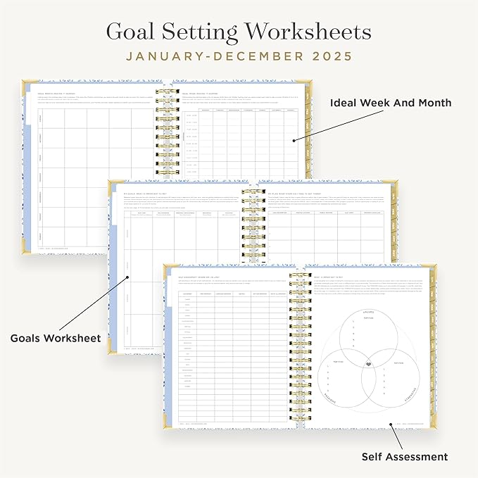 Day Designer 2025 Daily Planner – Premium Planner for Stylish Organization. Combines Monthly Calendar, Hourly Schedule, To-Do List, Gratitude, Goal Setting, Inspirational Quotes & More. Elegant laminated Cover with Gold Accents (Casa Bella)
