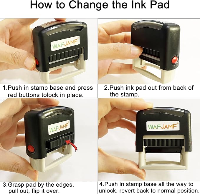 WAFJAMF Approved Message Stamp Self-Inking Rubber Stamp Office Stamp Red Ink-Medium