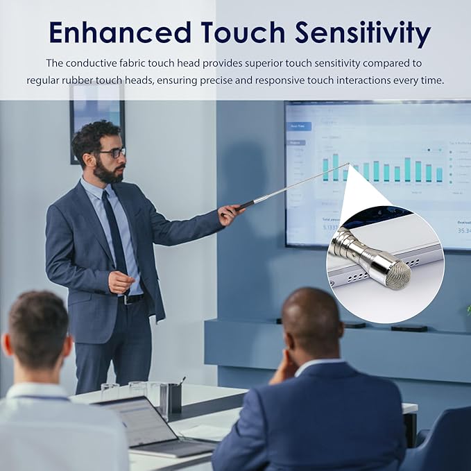 2 Pack Retractable Teacher Pointer ππ.π'', Pointer Stick with π¦πππΉππ Smooth Sensitive Tablet Pen Stylus Pen, Teacher Coach Presenter Pointer