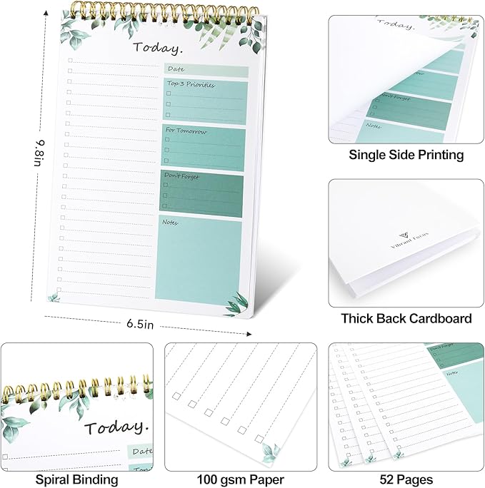 To Do List notepad - To Do List Notebook for Work with 52 Sheets, Undated Daily Planner Perfect for Daily Tasks and Goal Setting, To Do List Notepad Suitable for Office, Desk, Classroom,