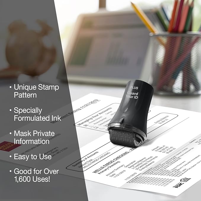 Wide Advanced Confidentiality Roller for Concealing Your Personal Information, Easy to use with one Swipe by Guard Your ID for ID Theft Prevention Stamping, As Seen on TV (Wide 3-Pack, Black)