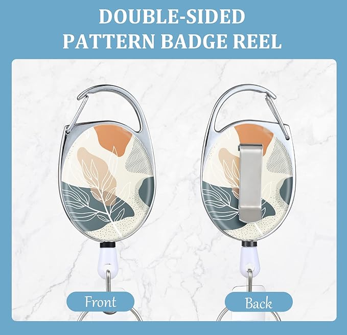 3 Pack Badge Reels Retractable,Double Sided Color Print Pattern Retractable Badge Holders,with Retractable Keychain, Badge Clip and Key Ring,Durable Nylon Retractable Rope